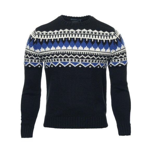 NEW Polo Ralph Lauren Fair Isle Sweater! Black Cotton Cashmere  SLIM FIT Vintage - Picture 2 of 5